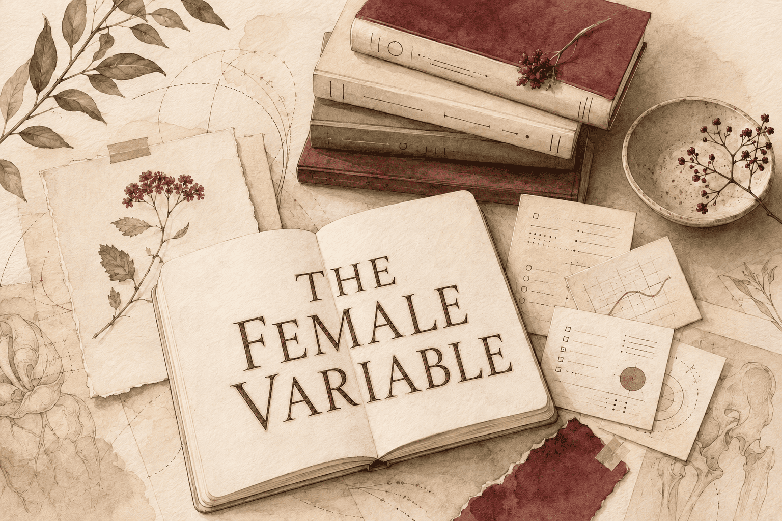 The Female Variable publication and research desk illustration.
